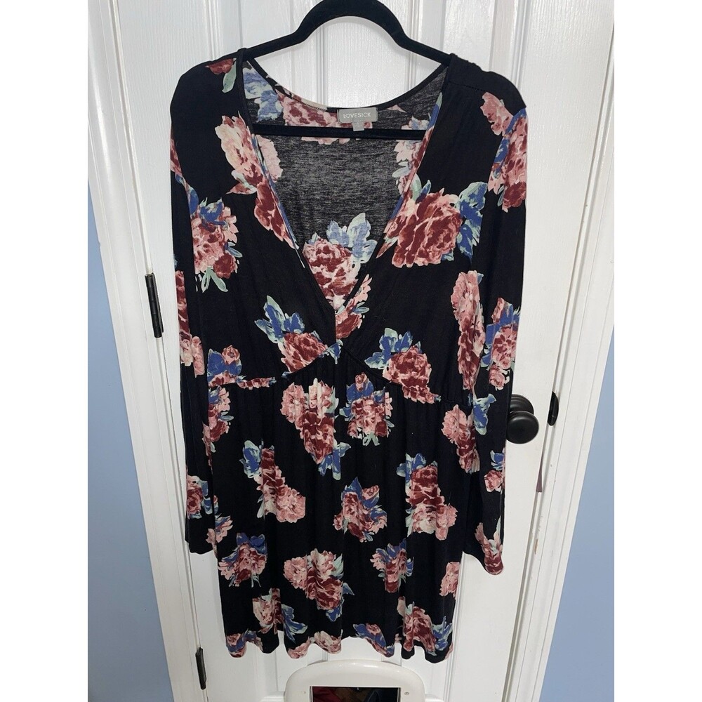 Lovesick Longsleeve Floral Shirt Size 3XL VGUC Black